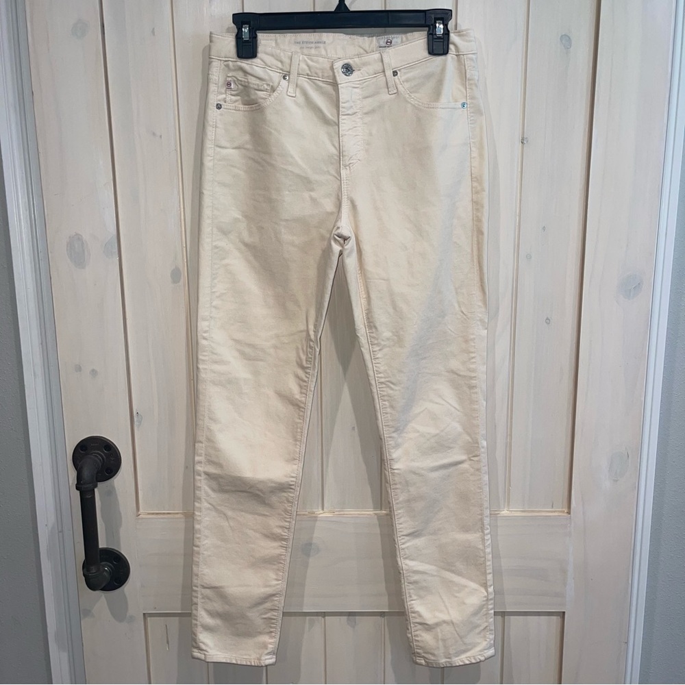AG The Stevie Ankle Slim Straight Pants Off White/Cream